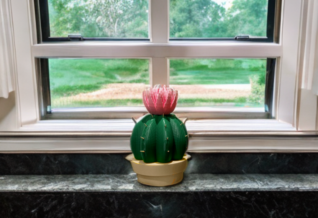 Desert Bloom Cactus Toothpick Holder – 3D Printed Desk Tabletop Kitchen Decor