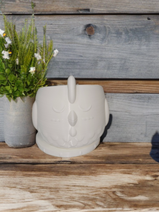 Chicken Planter – White | Cute Indoor Plant Pot with Drainage | Farmhouse Decor | Unique Gift for Plant Lovers