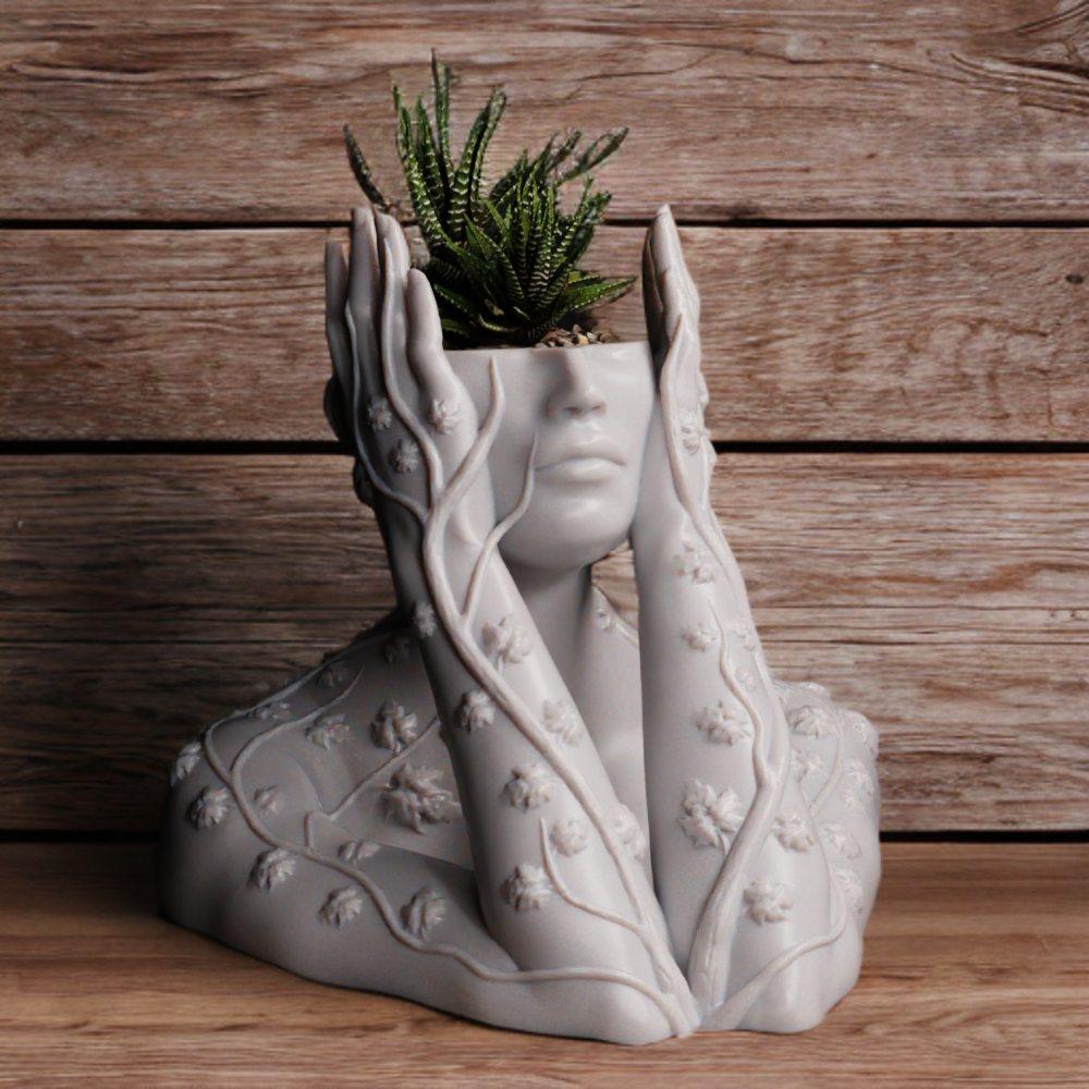 Mythic Ivy Woman Planter – Stone-Style Goddess Vase for Succulents & Decor