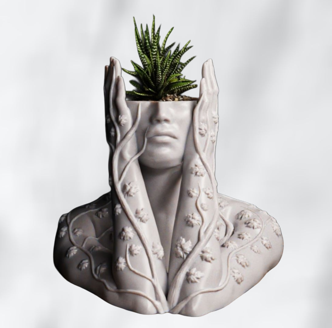 Mythic Ivy Woman Planter – Stone-Style Goddess Vase for Succulents & Decor