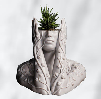 Mythic Ivy Woman Planter – Stone-Style Goddess Vase for Succulents & Decor