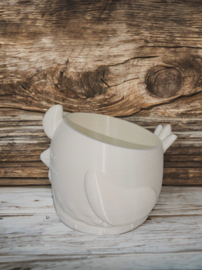 Chicken Planter – White | Cute Indoor Plant Pot with Drainage | Farmhouse Decor | Unique Gift for Plant Lovers