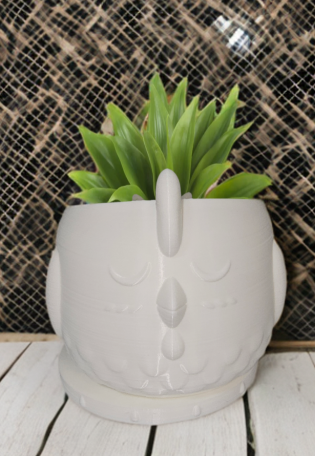 Chicken Planter – White | Cute Indoor Plant Pot with Drainage | Farmhouse Decor | Unique Gift for Plant Lovers