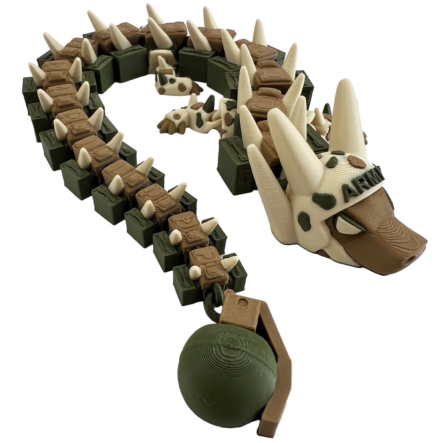 Army Articulated Dragon – 3D Printed | Naval Tribute Edition