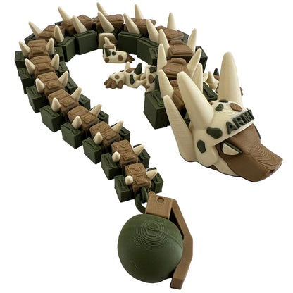 Army Articulated Dragon – 3D Printed | Naval Tribute Edition